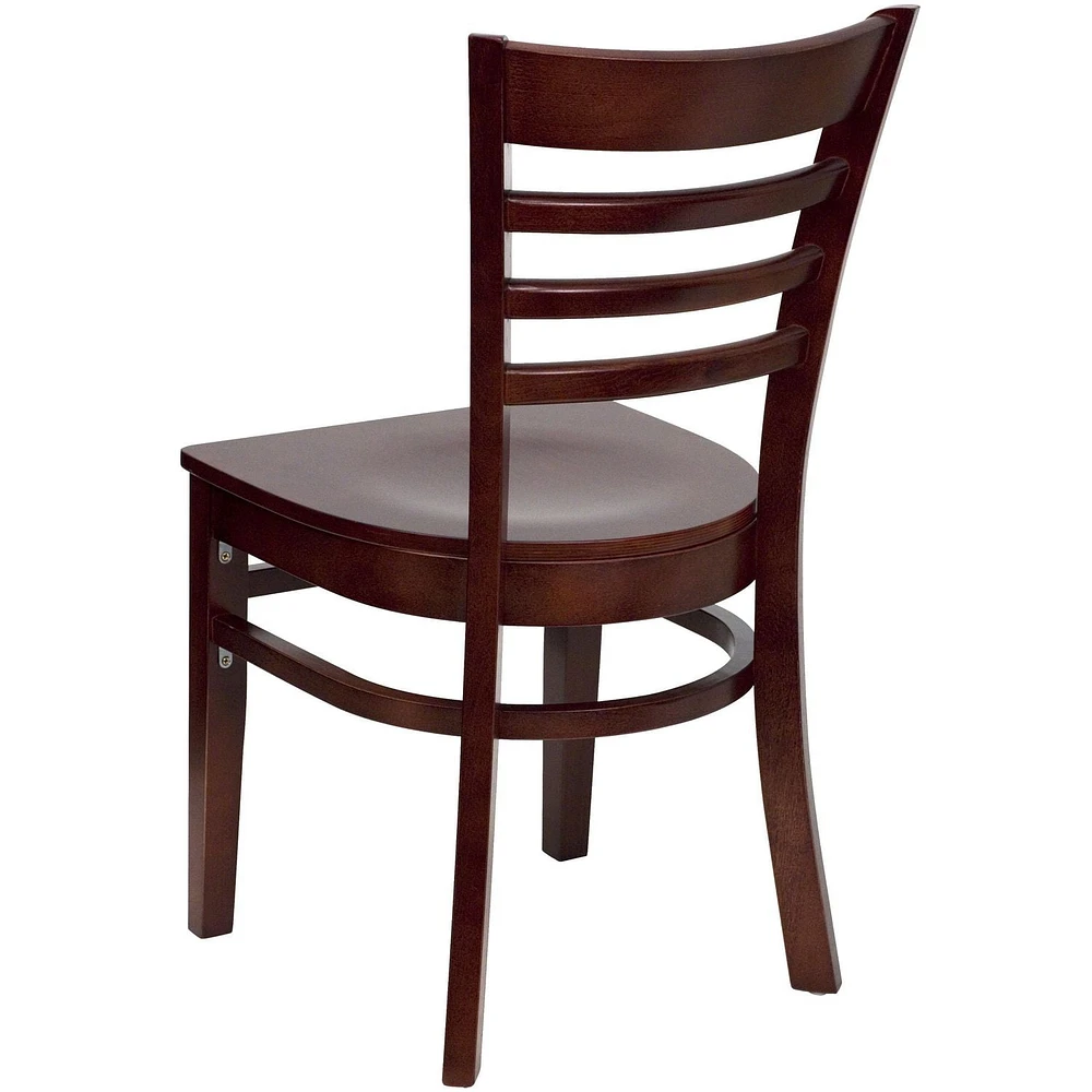 2 Pk. HERCULES Series Ladder Back Mahogany Wood Restaurant Chair