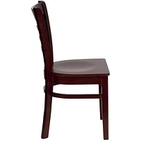 2 Pk. HERCULES Series Ladder Back Mahogany Wood Restaurant Chair