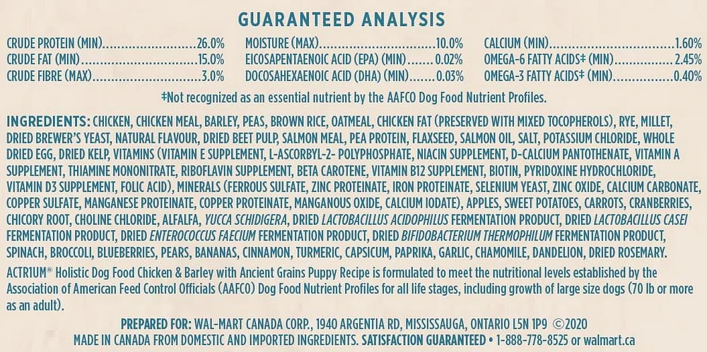 Actr1um Holistic Dog Food Chicken & Barley with Ancient Grains Puppy Recipe, Actr1um Puppy Dog Food 3.2kg