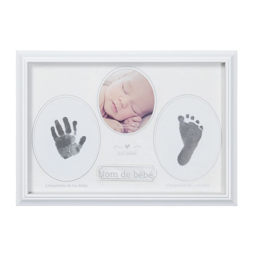 Cadre Premières empreintes de bébé de Stepping Stones en français Cadre en bois de chéri