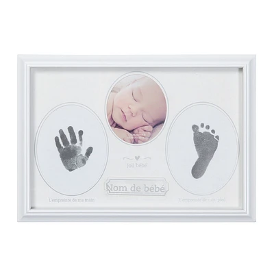 Cadre Premières empreintes de bébé de Stepping Stones en français Cadre en bois de chéri