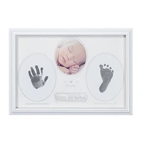 Cadre Premières empreintes de bébé de Stepping Stones en français Cadre en bois de chéri