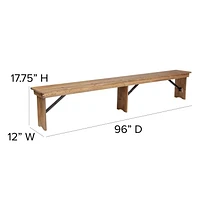 HERCULES Series 8' x 40'' Antique Rustic Folding Farm Table and Four Bench Set