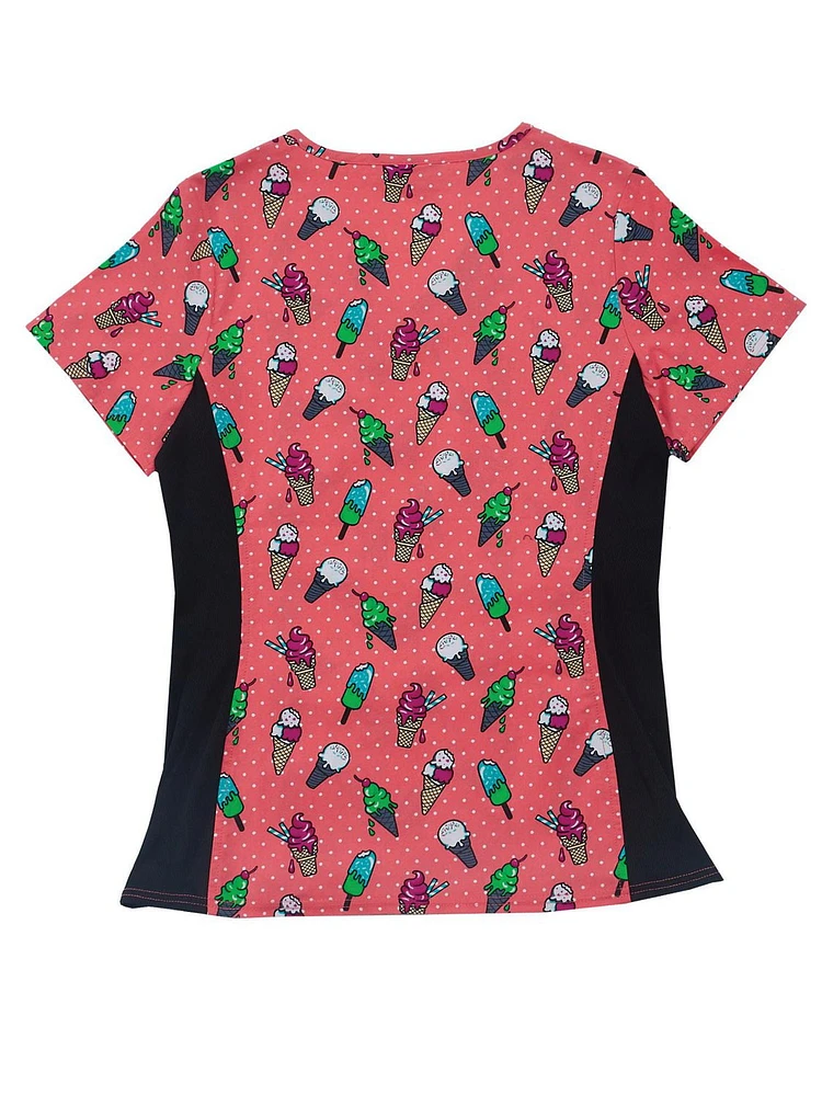 Sweet On You V-Neck Print Scrub Top