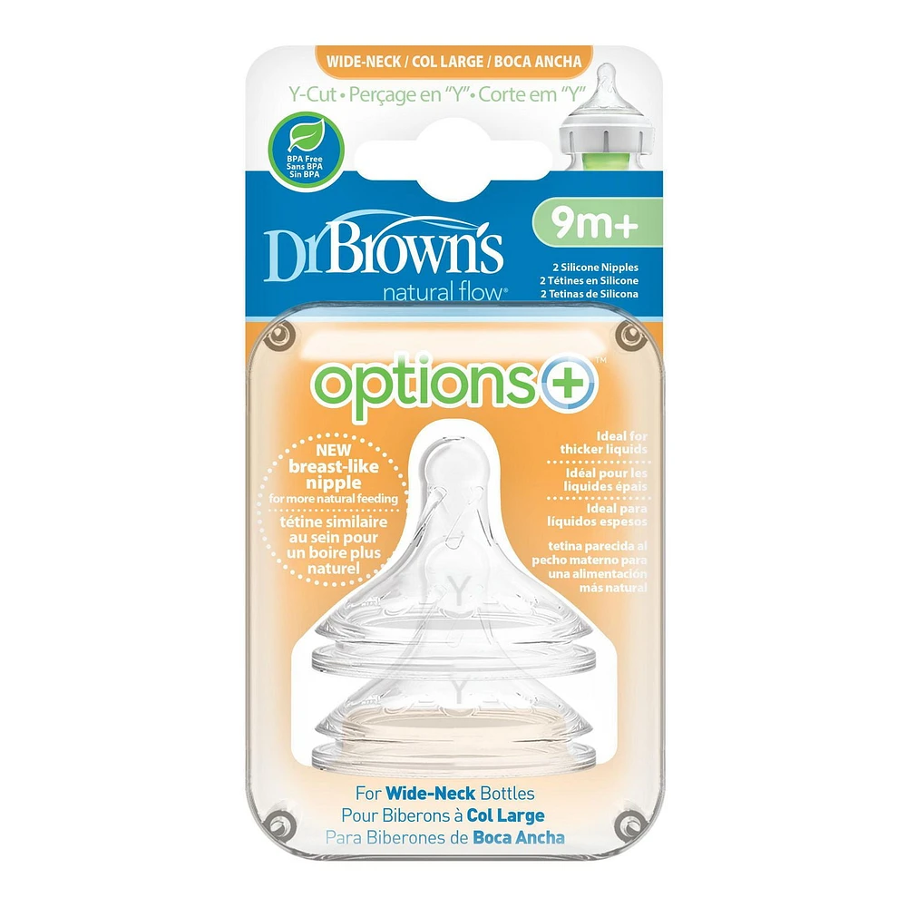 Dr. Brown's Natural Flow Options+™ Wide-Neck Bottle Nipple 2 pack Y Cut