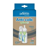 Dr. Brown’s Natural Flow Anti-Colic Options+ Narrow Glass Baby Bottles 4 oz/120 mL, with Level 1 Slow Flow Nipple, 2 Pack, 0m+, 4 oz, 2 pack