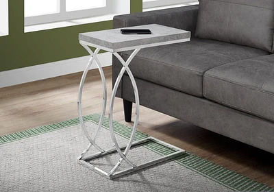 Monarch Specialties Accent Table, C-shaped, End, Side, Snack, Living Room, Bedroom, Metal, Laminate, Grey, Chrome, Contemporary, Modern