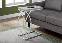 Monarch Specialties Accent Table, C-shaped, End, Side, Snack, Living Room, Bedroom, Metal, Laminate, Grey, Chrome, Contemporary, Modern