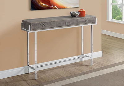 Monarch Specialties Accent Table, Console, Entryway, Narrow, Sofa, Storage Drawer, Living Room, Bedroom, Metal, Laminate, Brown, Chrome, Contemporary, Modern