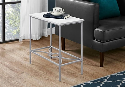 Monarch Specialties Accent Table, Side, End, Narrow, Small, 2 Tier, Living Room, Bedroom, Metal, Laminate, White, Grey, Contemporary, Modern