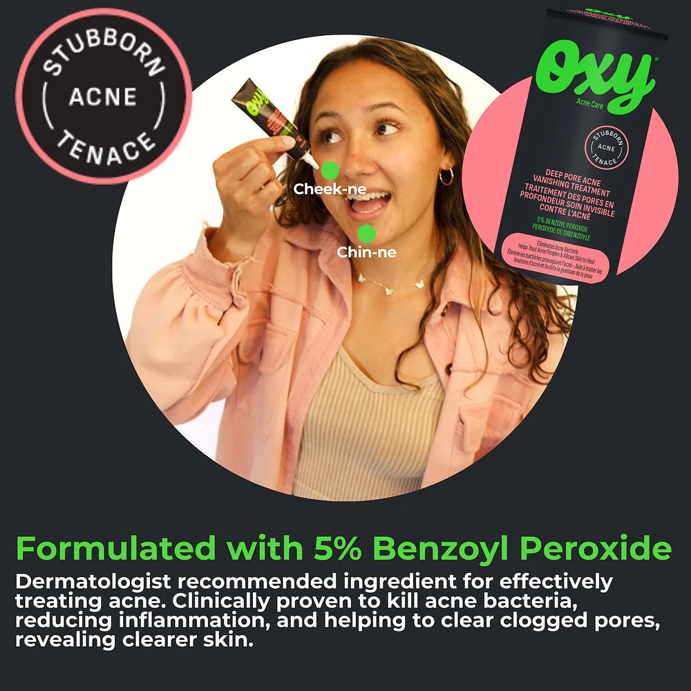 Oxy Deep Pore Acne Vanishing Treatment - 5% Benzoyl Peroxide – Stubborn Acne Control - Helps Treat, and Prevent Breakouts – Allows Skin to Heal - Dermatologist Tested, Acne Spot Treatment, 28g