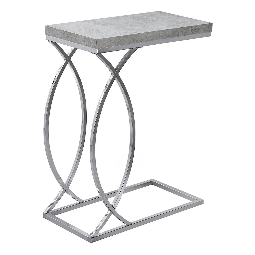 Monarch Specialties Accent Table, C-shaped, End, Side, Snack, Living Room, Bedroom, Metal, Laminate, Grey, Chrome, Contemporary, Modern