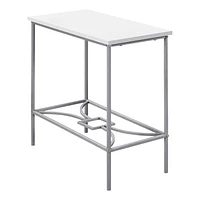 Monarch Specialties Accent Table, Side, End, Narrow, Small, 2 Tier, Living Room, Bedroom, Metal, Laminate, White, Grey, Contemporary, Modern