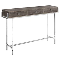 Monarch Specialties Accent Table, Console, Entryway, Narrow, Sofa, Storage Drawer, Living Room, Bedroom, Metal, Laminate, Brown, Chrome, Contemporary, Modern