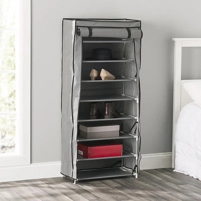 8 Tier Portable Polyester Shoe Closet, Grey