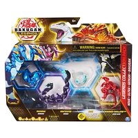 Bakugan Legends Collection Pack, 4-Pack featuring Maxodon Bakugan, Montrapod Geogan, Trox Nova, Dragonoid X Auxillataur Ultra, and 6 BakuCores, Kids Toys for Ages 6 and Up