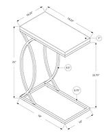 Monarch Specialties Accent Table, C-shaped, End, Side, Snack, Living Room, Bedroom, Metal, Laminate, Grey, Chrome, Contemporary, Modern