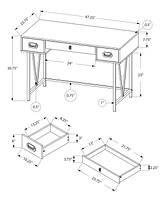 Monarch Specialties Computer Desk, Home Office, Laptop, Storage Drawers, 48"l, Work, Metal, Laminate, Beige, Black, Transitional