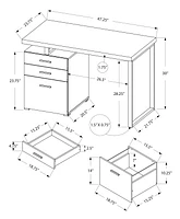 Monarch Specialties Computer Desk, Home Office, Laptop, Left, Right Set-up, Storage Drawers, 48"l, Work, Metal, Laminate, Brown, Black, Contemporary, Modern