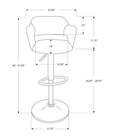 Monarch Specialties Bar Stool, Swivel, Bar Height, Adjustable, Metal, Pu Leather Look, White, Contemporary, Modern