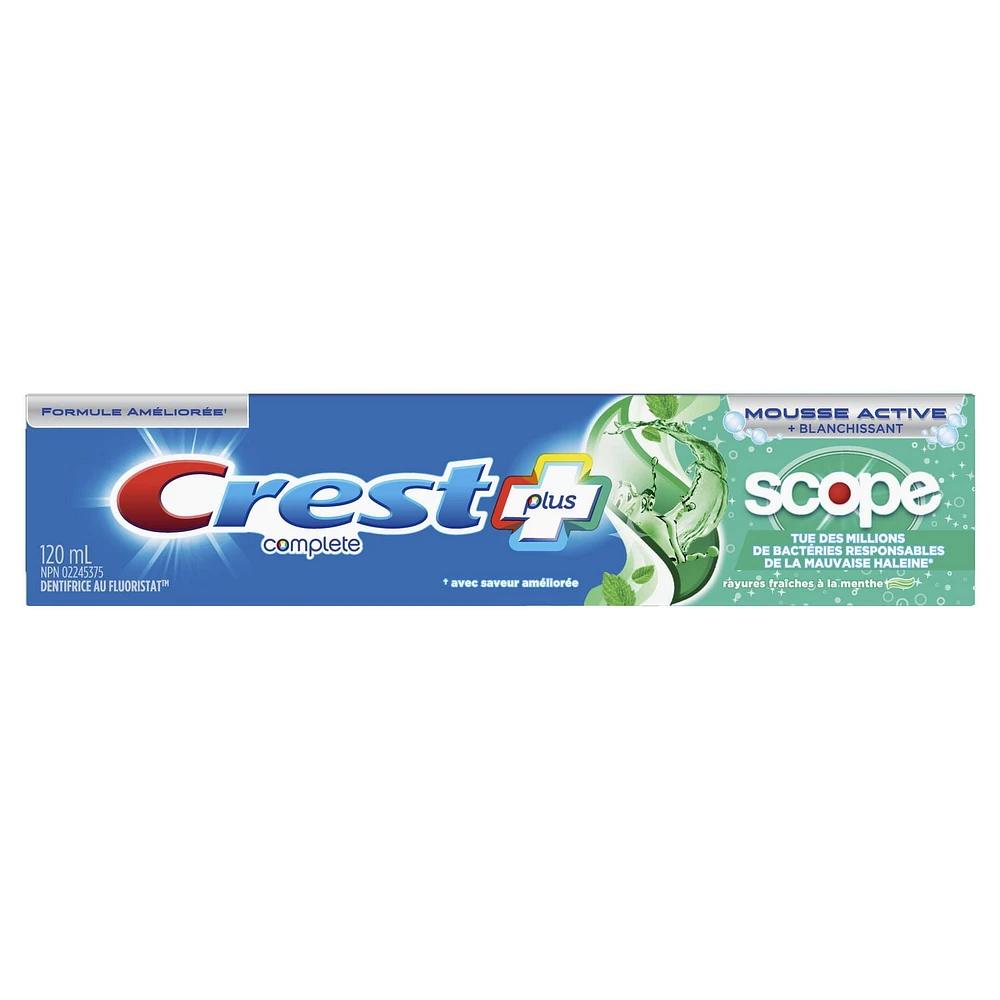 Crest Complete Whitening Plus Scope Minty Fresh Toothpaste, 120 mL