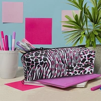 Pen+Gear Mixed Animal Print Design Pencil Pouch in Pink, Black and White