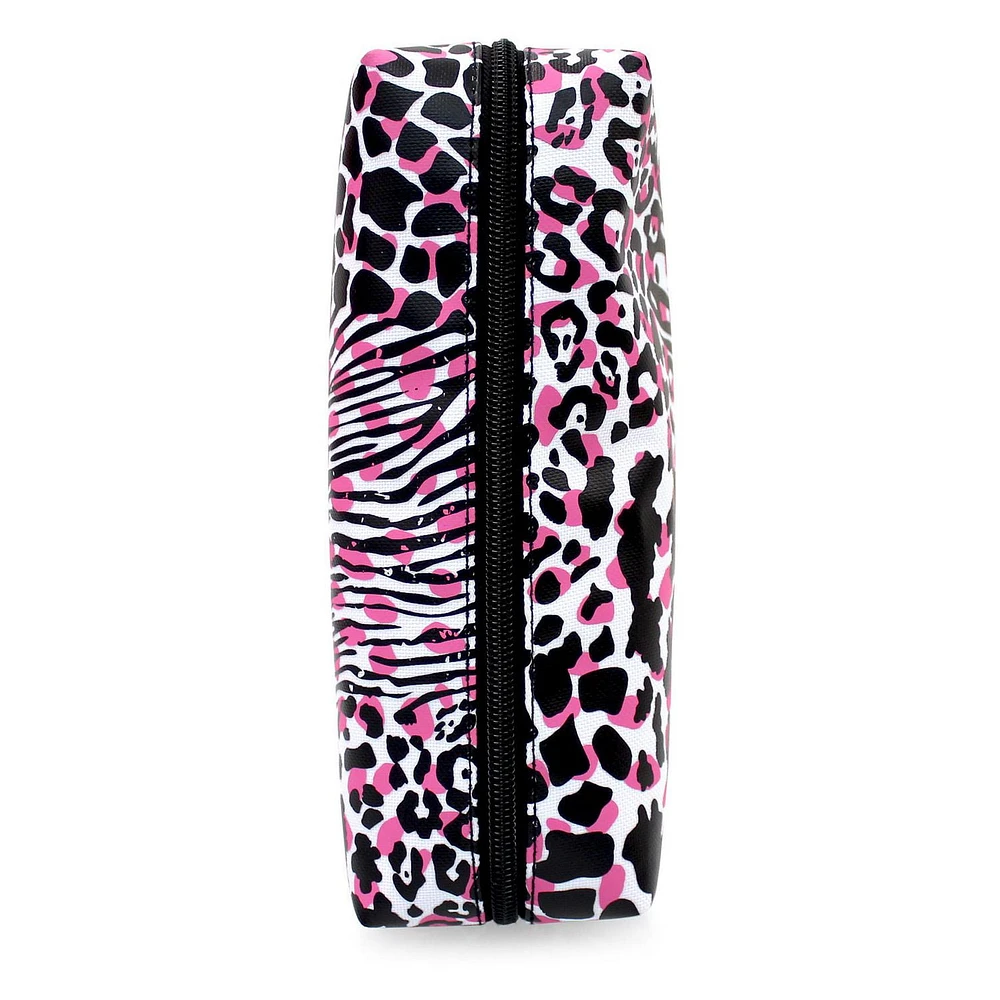 Pen+Gear Mixed Animal Print Design Pencil Pouch in Pink, Black and White