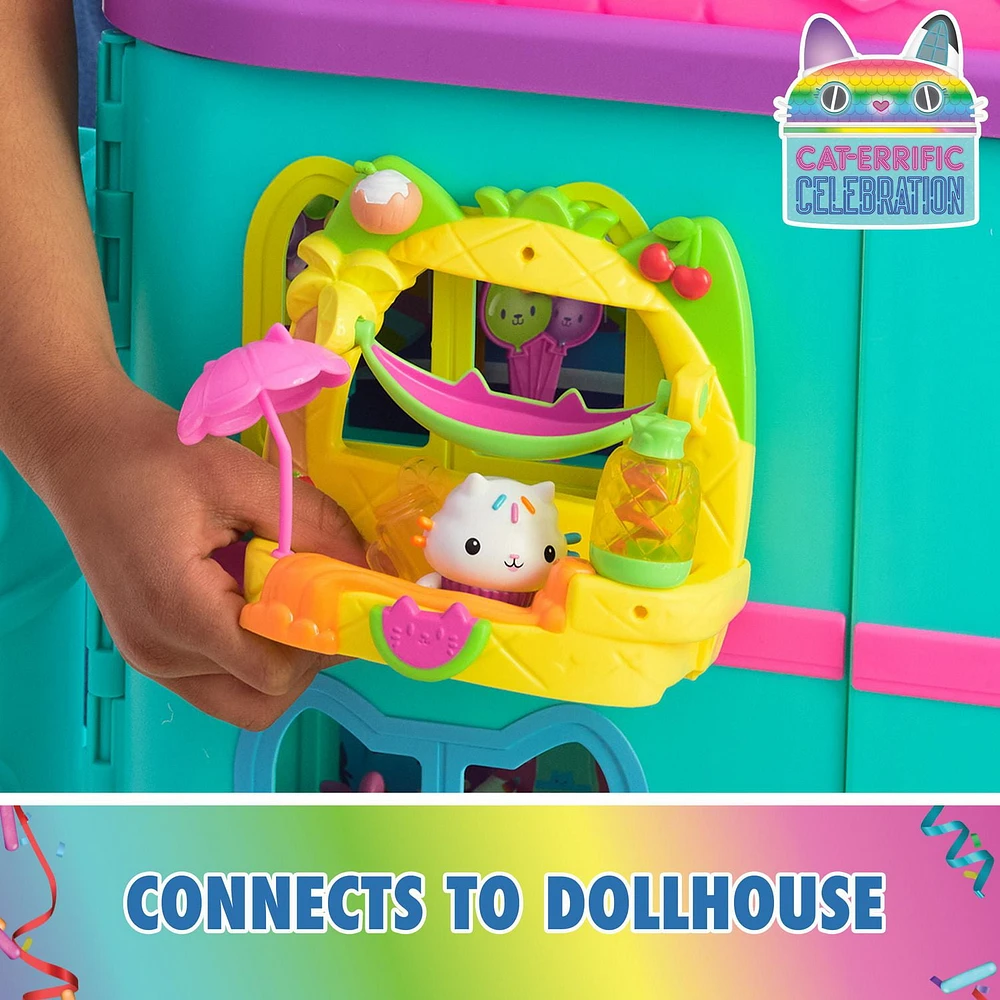 Gabby's Dollhouse, Coffret Balcon Stand de smoothies de P'tichou, 8 éléments avec figurines, accessoires de maison de poupée et jeu sensoriel, jouets pour filles et garçons à partir de 3 ans