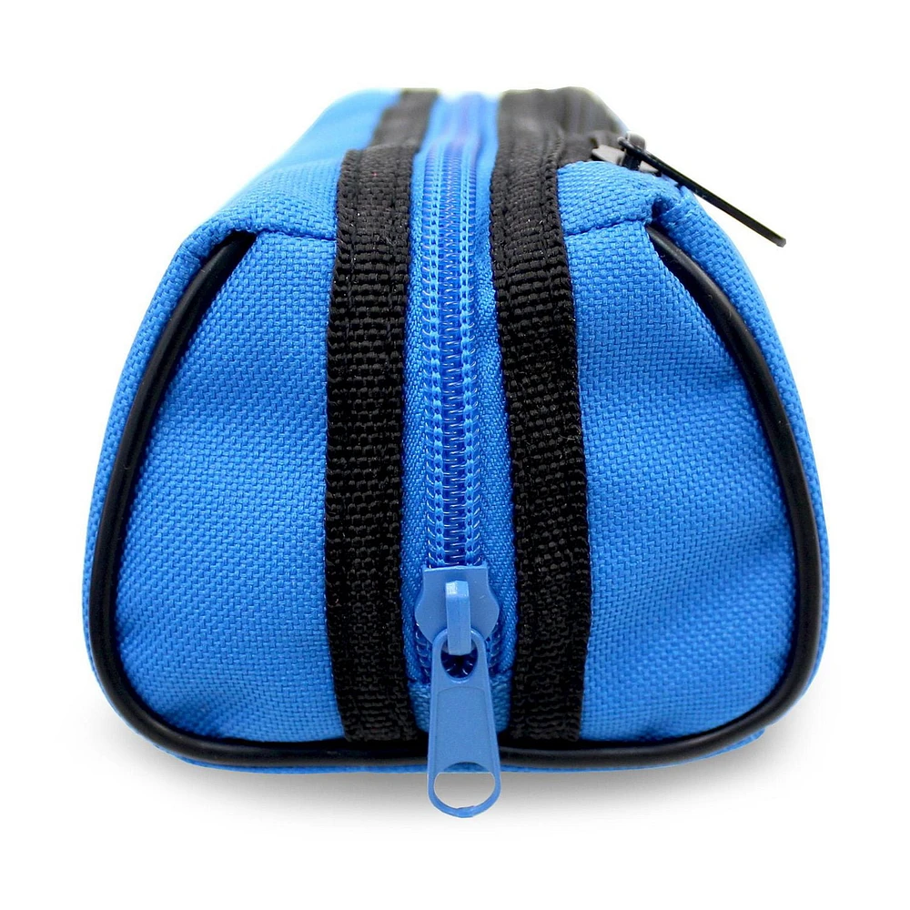 Pen+Gear Sporty 2 Zip Pencil Pouch in Blue with Reflective White Strips