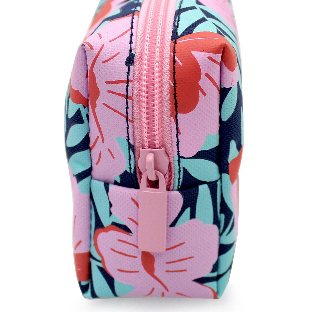 Pen+Gear Floral Vines Pencil Pouch in Navy with Bright Pink Flowers