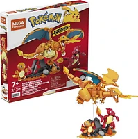 MEGA Pokémon Building Toy Kit Charmander Set with 3 Action Figures (313 Pieces) for Kids