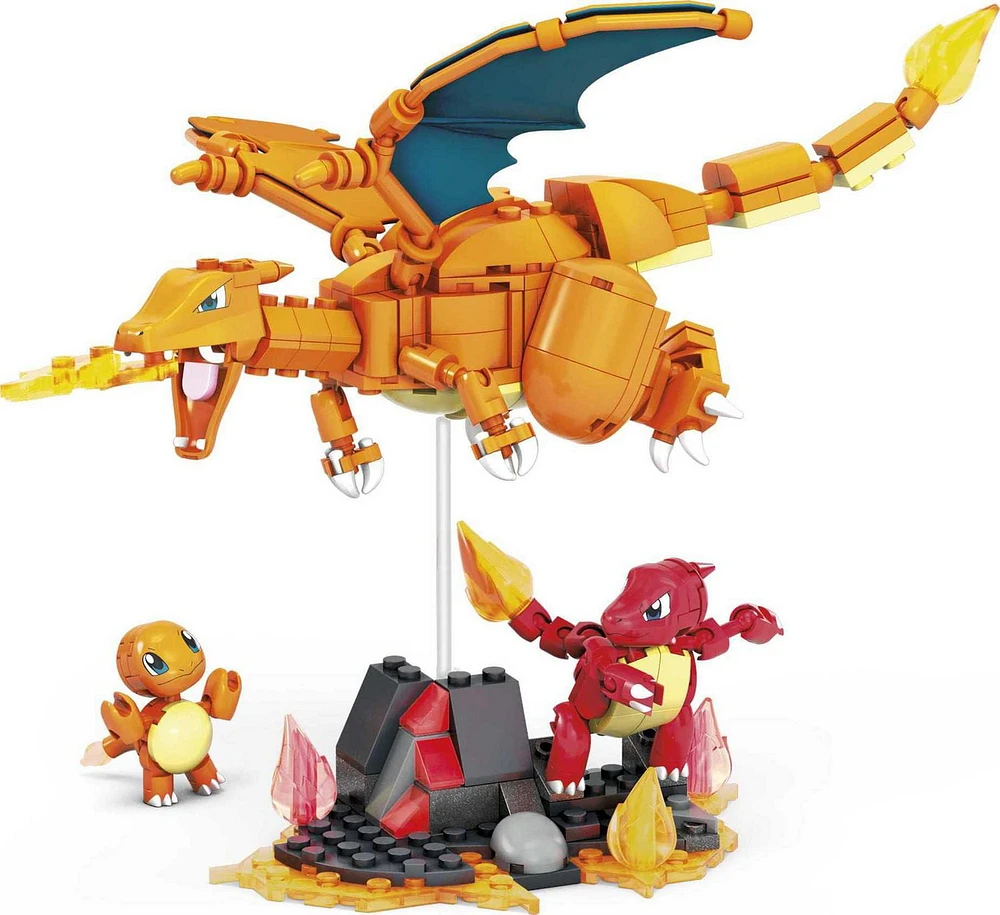 MEGA Pokémon Building Toy Kit Charmander Set with 3 Action Figures (313 Pieces) for Kids