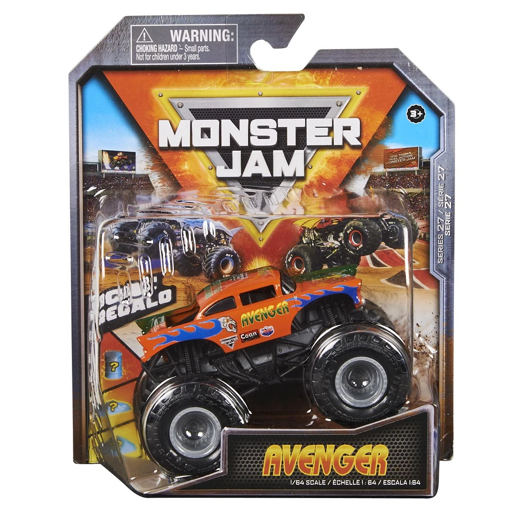 Monster Jam, Official Avenger Truck, Die-Cast Vehicle, 1:64 Scale, Kids Toys for Boys Ages 3 and up