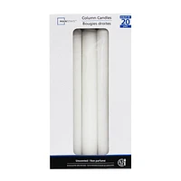 Mainstays 8" Unscented White Column Candles, Pack of 20