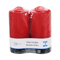 Mainstays Unscented Red Pillar Candles, Pack of 2, 2.8"Dia x 6"H