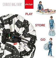 Play & Go - Roadmap Racing - 3-in-1 Play Mat - Storage Bag & Diaper Bag - Street Racing Theme for Toy Cars - Fun & Interactive for Kids - 140 cm Diameter - Suitable for Newborn to Toddler - Easy to Carry Everywhere