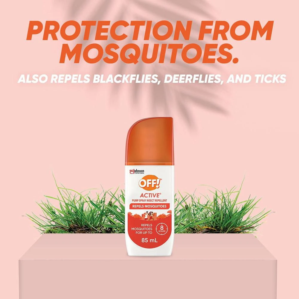 OFF! Active Insect Repellent, Sweat Resistant Bug Spray for up to 8 Hours of Protection, Pump Spray, Travel Size, 85 mL