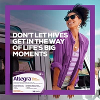 Allegra Urticaire, 12 heures de soulagement des démangeaisons dues à l'urticaire, sans somnolence, 60 mg de chlorhydrate de fexofénadine antihistaminique, adultes et enfants, 12 ans et plus, 36 comprimés 36 comprimés
