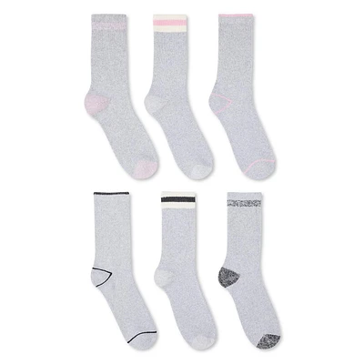 Workload 6-Pack Ladies Crew Work Sock, Shoe size 4-10