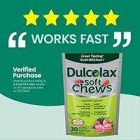 DulcoLax Soft Chews, Laxative for Gentle Occasional Constipation Relief For Adults and Kids Ages 12 and Over, Vegan, Stimulant-Free, Gluten-Free Laxatives, Mixed Berry, 30 Count, 30 count