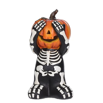 Halloween Themed Orange Skeleton Pumpkin For Halloween Indoor Decorations