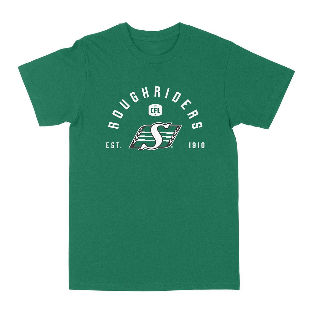T-shirt à manches courtes vert Kelly des Roughriders de la Saskatchewan EST CFL