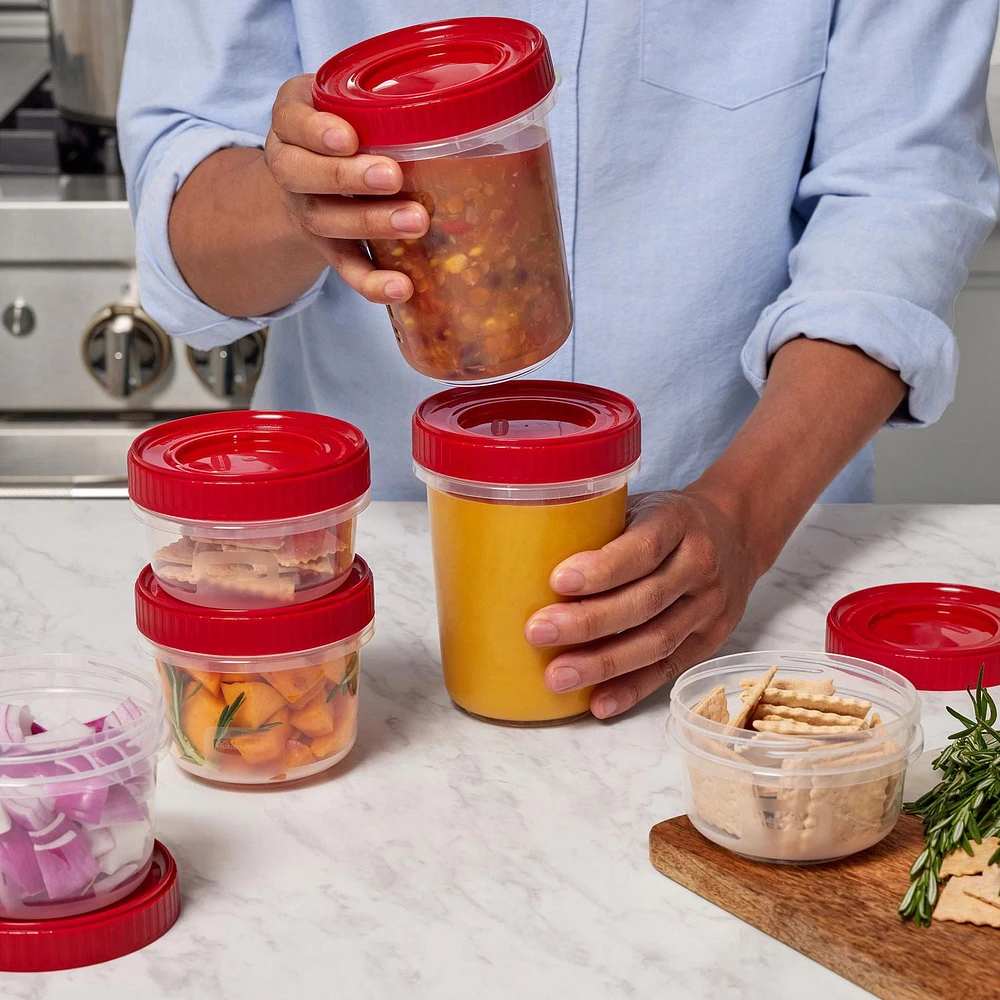 Rubbermaid TakeAlongs Twist & Seal Food Storage Containers, Ruby, 12-Piece Value Pack