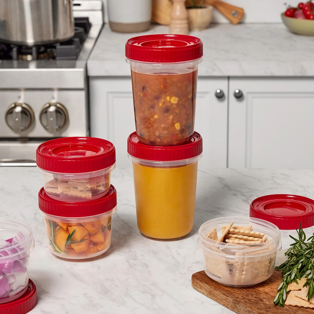 Rubbermaid TakeAlongs Twist & Seal Food Storage Containers, Ruby, 12-Piece Value Pack