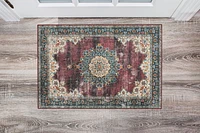 Bryant 2' x 3' Washable Accent Rug, Ivory and Burgundy