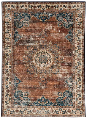 Foster 5' x 7' Washable Area Rug, Russet and Ivory