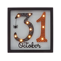 Halloween Themed Led Wood Block Table Top For Halloween Indoor Decorations