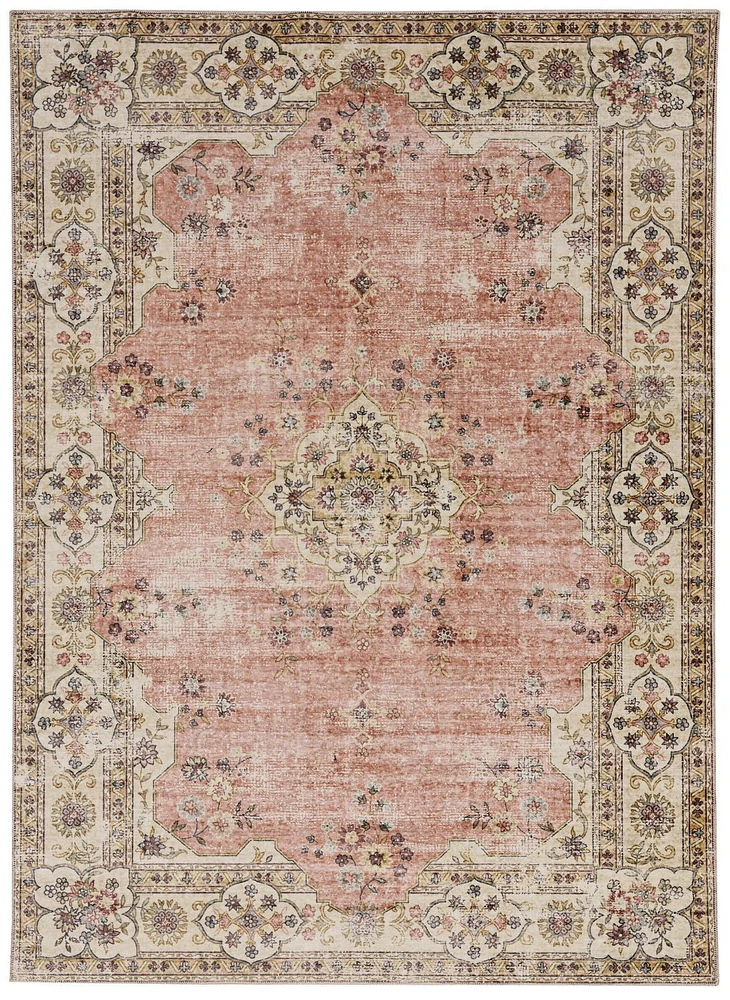 Blanton 2' x 3' Washable Accent Rug, Pink and Ivory