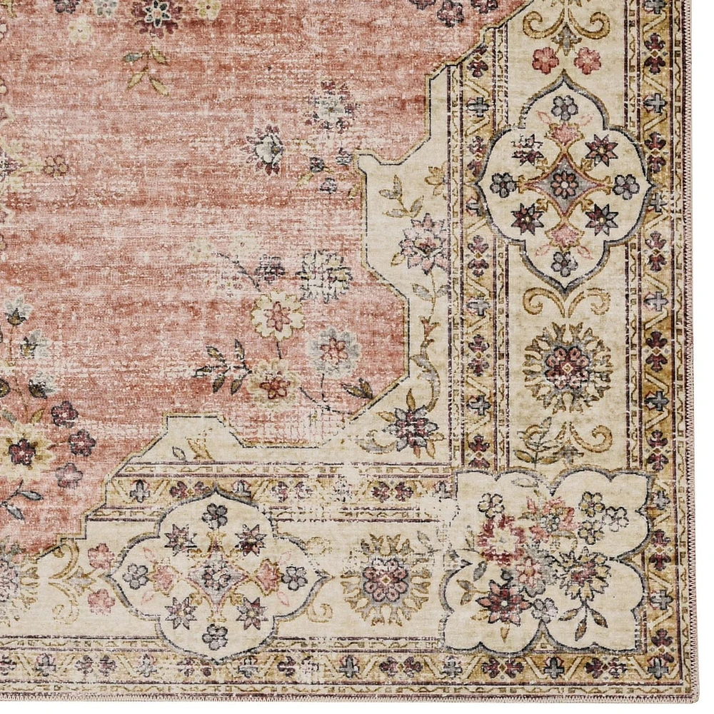 Blanton 2' x 3' Washable Accent Rug, Pink and Ivory