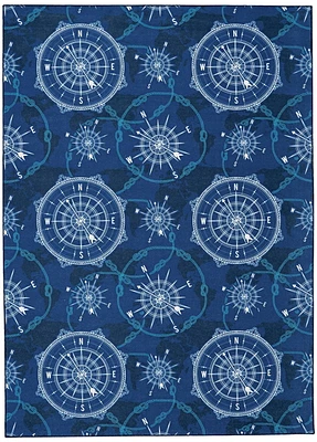 Simon 3' x 5' Washable Accent Rug, Blue and Ivory